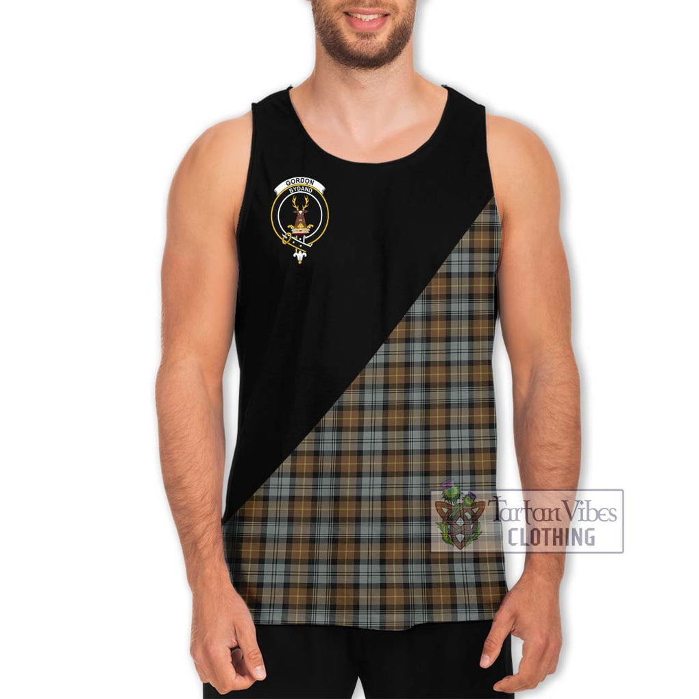 Gordon Weathered Tartan Men's Tank Top with Family Crest and Military Logo Style Men - Tartanvibesclothing Shop