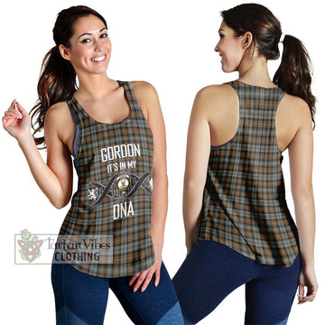 Gordon Weathered Tartan Women's Racerback Tanks with Family Crest DNA In Me Style