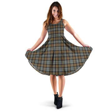 Gordon Weathered Tartan Sleeveless Midi Womens Dress