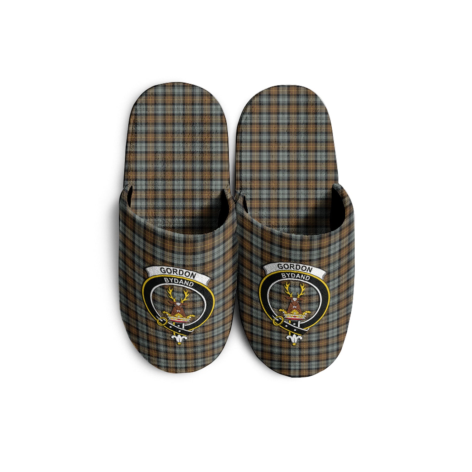 Gordon Weathered Tartan Home Slippers with Family Crest - Tartanvibesclothing