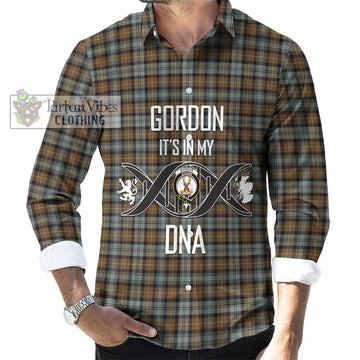 Gordon Weathered Tartan Long Sleeve Button Shirt with Family Crest DNA In Me Style