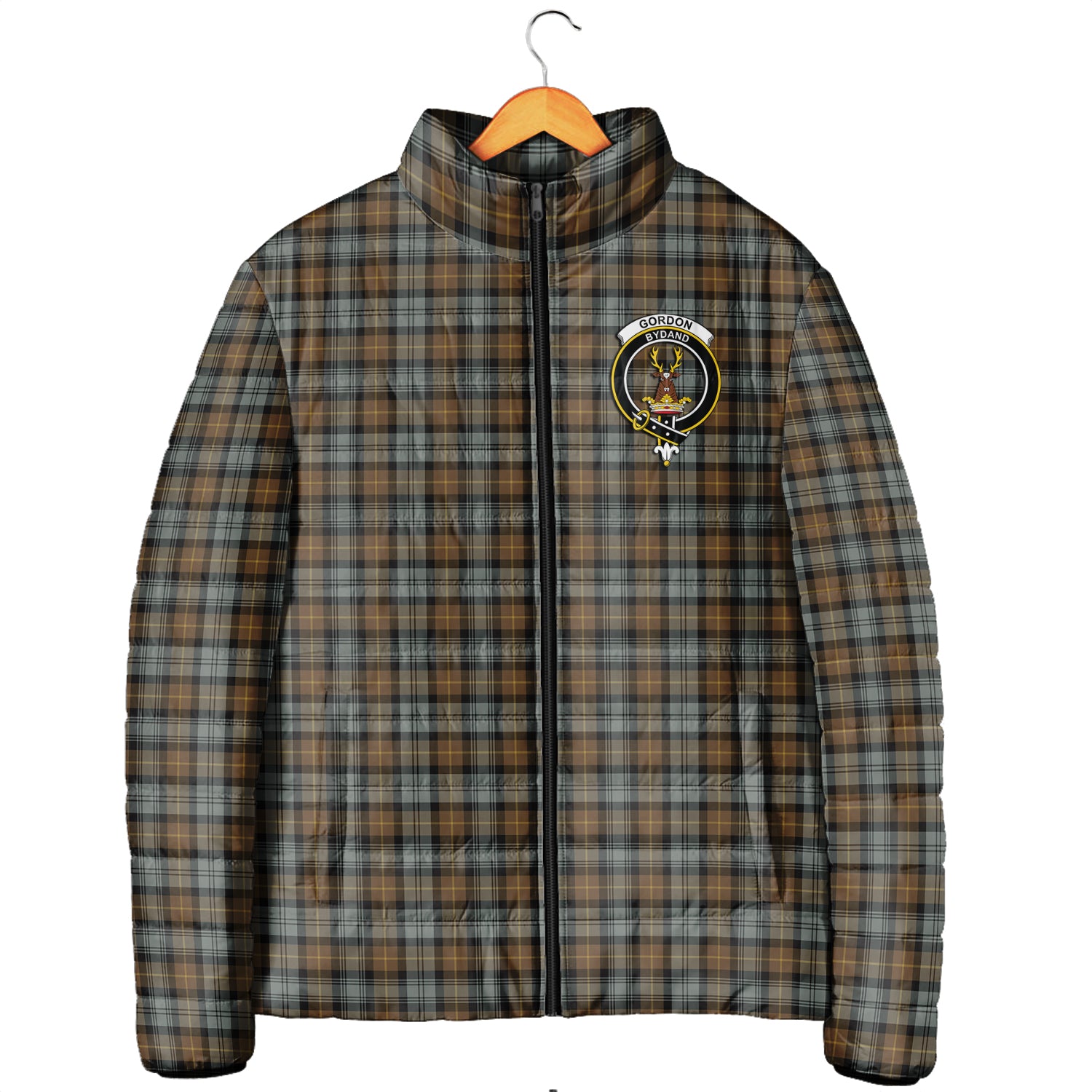 Gordon Weathered Tartan Padded Jacket with Family Crest - Tartanvibesclothing