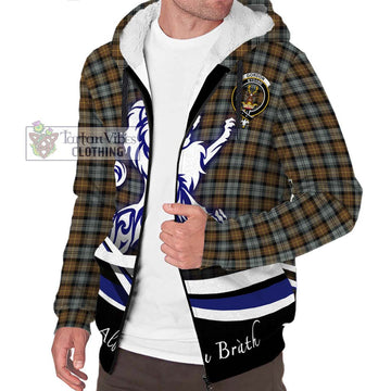 Gordon Weathered Tartan Sherpa Hoodie with Alba Gu Brath Regal Lion Emblem