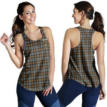 Gordon Weathered Tartan Women Racerback Tanks with Family Crest