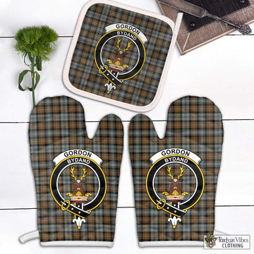 Gordon Weathered Tartan Combo Oven Mitt & Pot-Holder with Family Crest