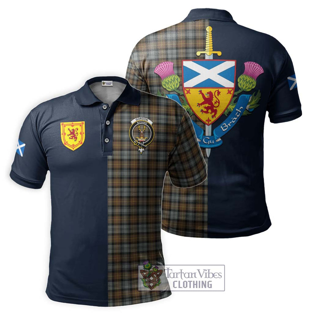 Tartan Vibes Clothing Gordon Weathered Tartan Polo Shirt with Scottish Lion Royal Arm Half Style