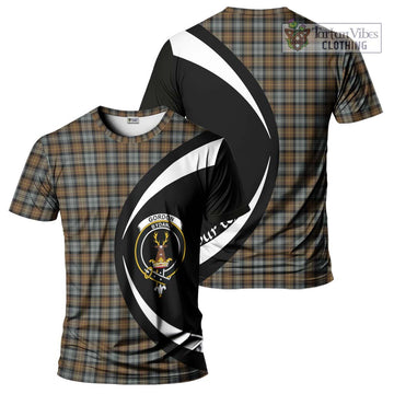 Gordon Weathered Tartan T-Shirt with Family Crest Circle Style