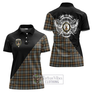 Gordon Weathered Tartan Women's Polo Shirt with Family Crest and Military Logo Style