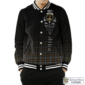 Gordon Weathered Tartan Baseball Jacket Featuring Alba Gu Brath Family Crest Celtic Inspired