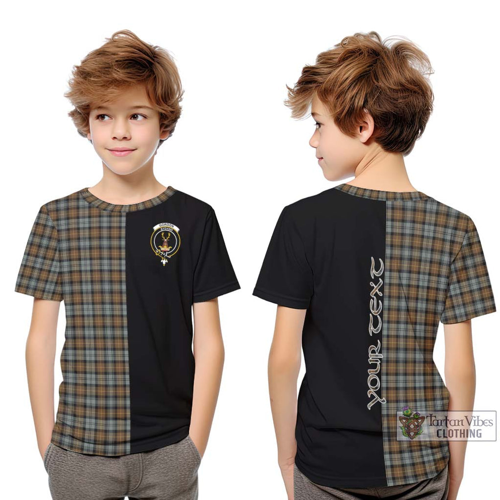 Gordon Weathered Tartan Kid T-Shirt with Family Crest and Half Of Me Style Youth XL Size14 - Tartanvibesclothing Shop