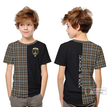 Gordon Weathered Tartan Kid T-Shirt with Family Crest and Half Of Me Style