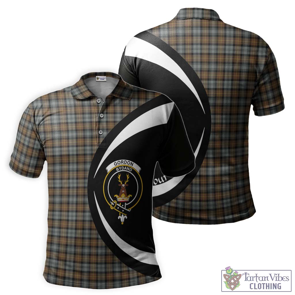 Tartan Vibes Clothing Gordon Weathered Tartan Men's Polo Shirt with Family Crest Circle Style