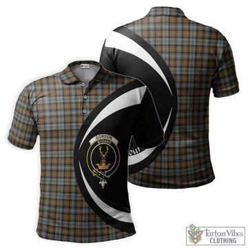 Gordon Weathered Tartan Men's Polo Shirt with Family Crest Circle Style