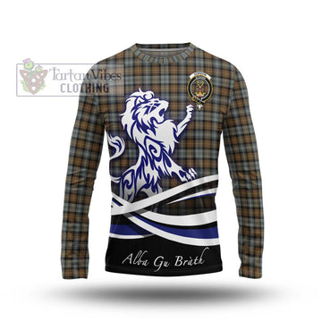 Gordon Weathered Tartan Long Sleeve T-Shirt with Alba Gu Brath Regal Lion Emblem