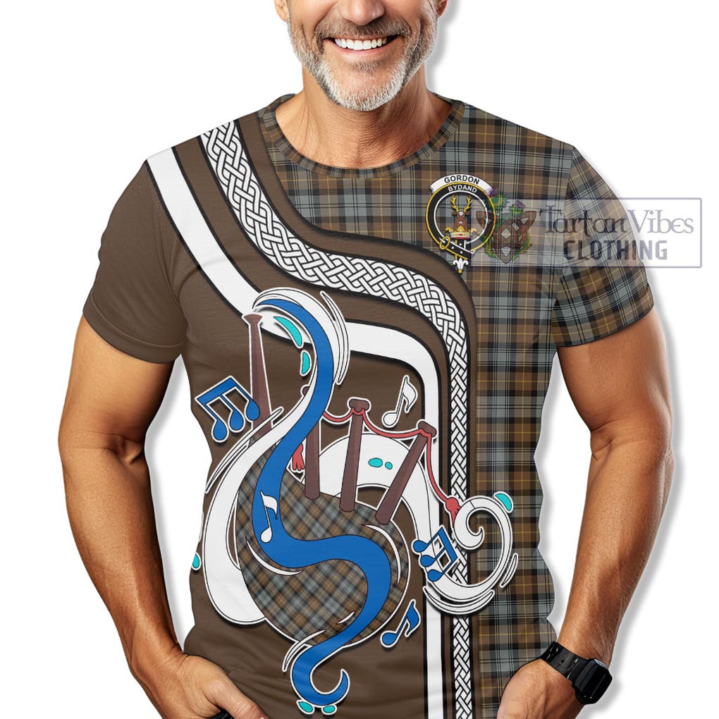 Gordon Weathered Tartan T-Shirt with Epic Bagpipe Style Kid's Shirt - Tartanvibesclothing Shop