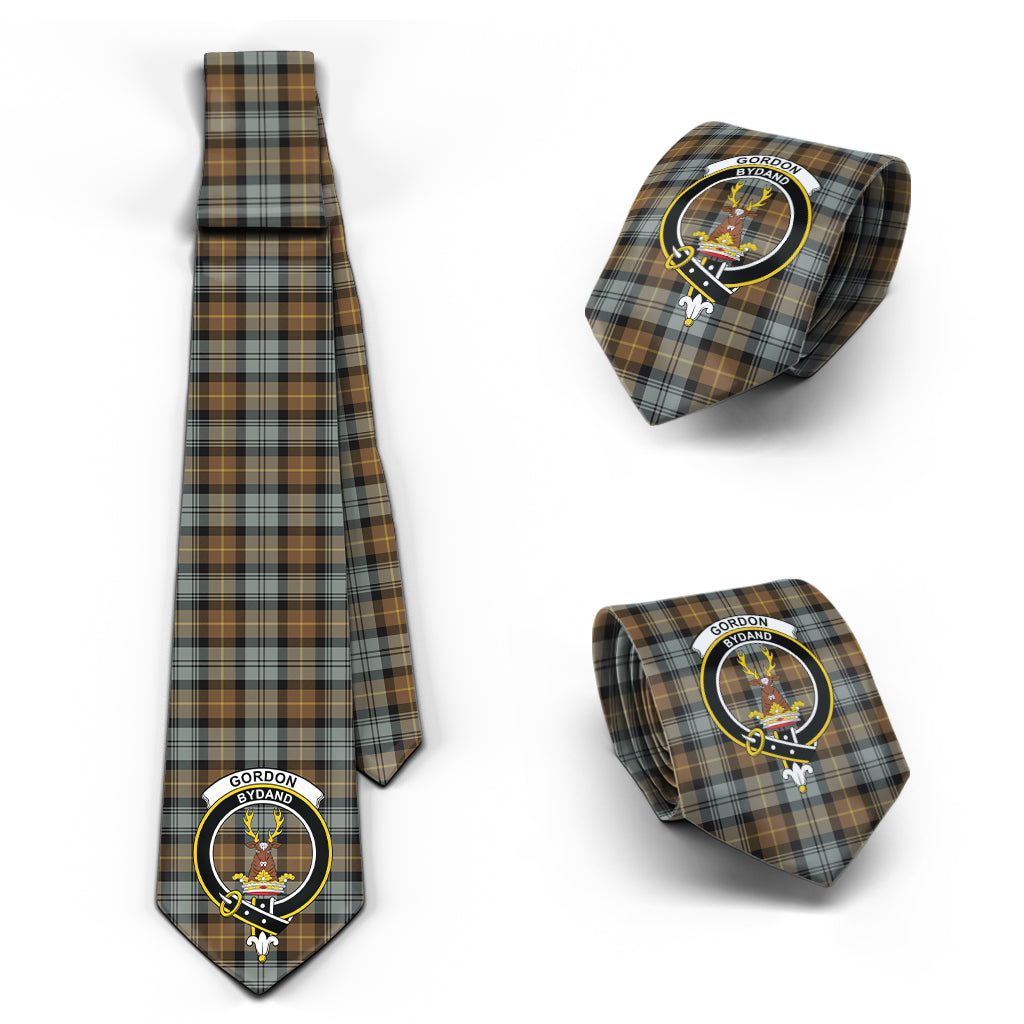 Gordon Weathered Tartan Classic Necktie with Family Crest Necktie One Size - Tartan Vibes Clothing