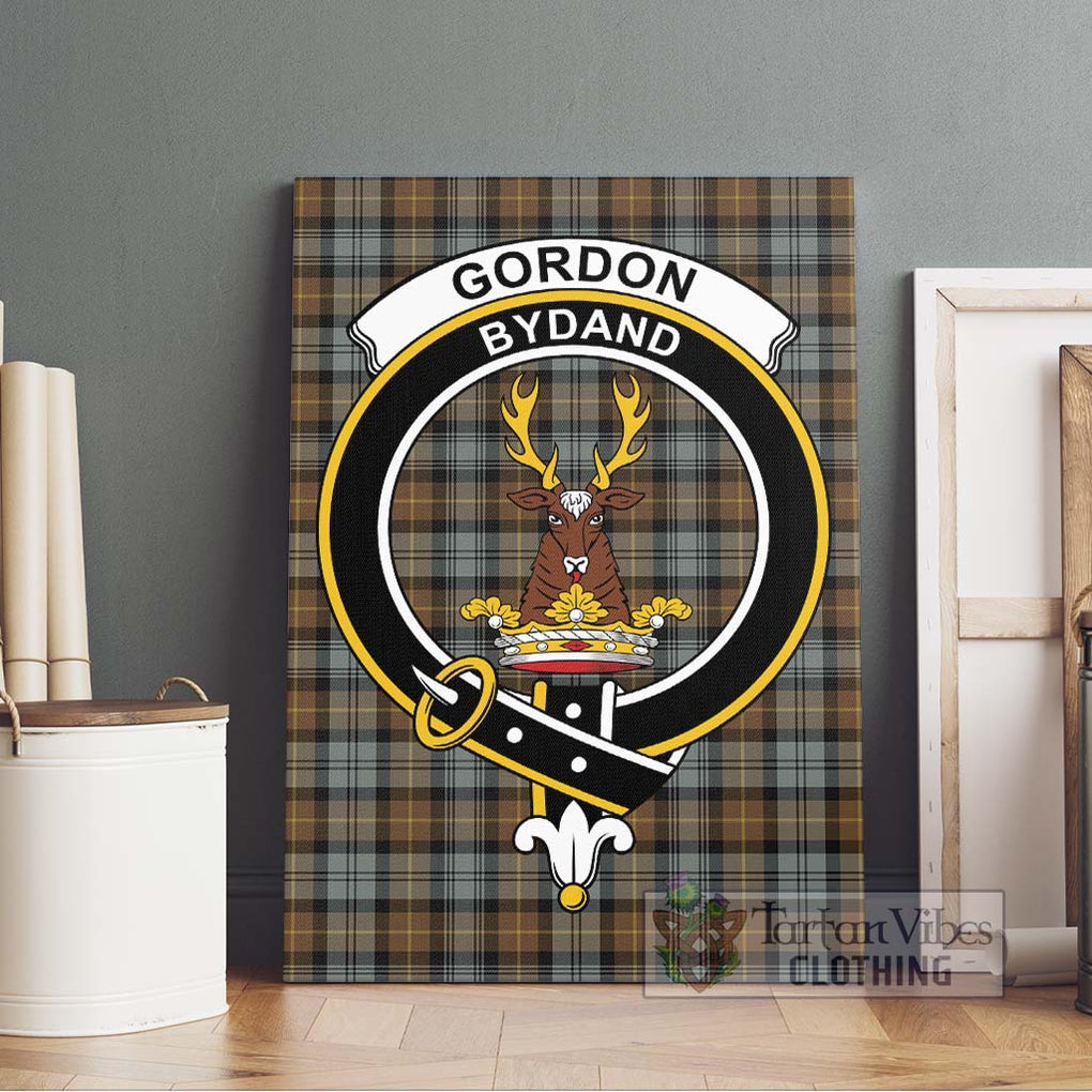 Gordon Weathered Tartan Canvas Print Wall Art with Family Crest Without Frame - Tartan Vibes Clothing