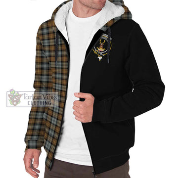 Gordon Weathered Tartan Sherpa Hoodie with Family Crest and Half Of Me Style