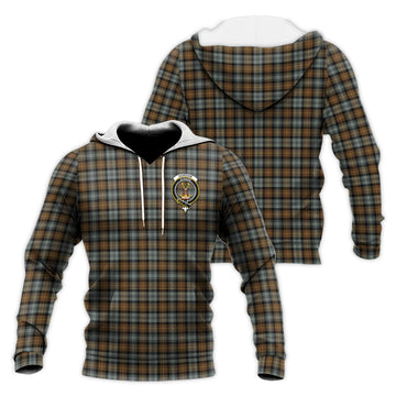 Gordon Weathered Tartan Knitted Hoodie with Family Crest