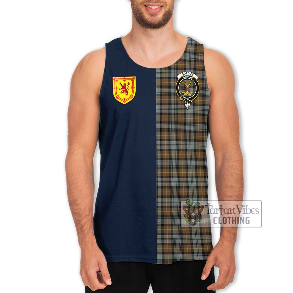 Tartan Vibes Clothing Gordon Weathered Tartan Men's Tank Top with Scottish Lion Royal Arm Half Style