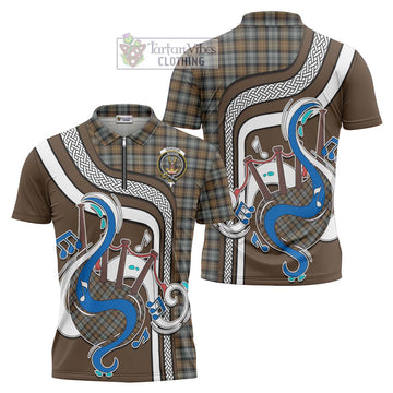 Gordon Weathered Tartan Zipper Polo Shirt with Epic Bagpipe Style