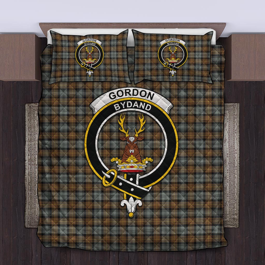 Gordon Weathered Tartan Quilt Bed Set with Family Crest Twin - Tartan Vibes Clothing