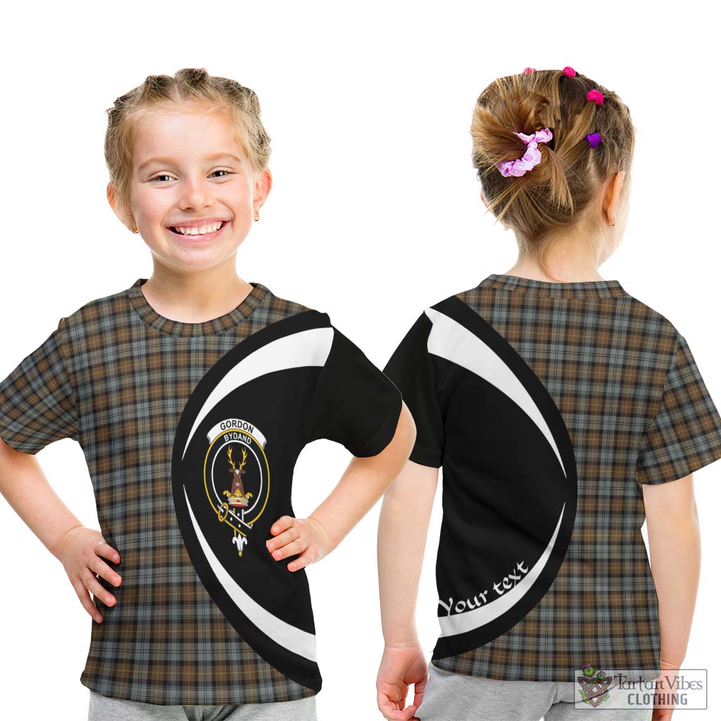 Gordon Weathered Tartan Kid T-Shirt with Family Crest Circle Style - Tartan Vibes Clothing