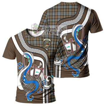 Gordon Weathered Tartan T-Shirt with Epic Bagpipe Style