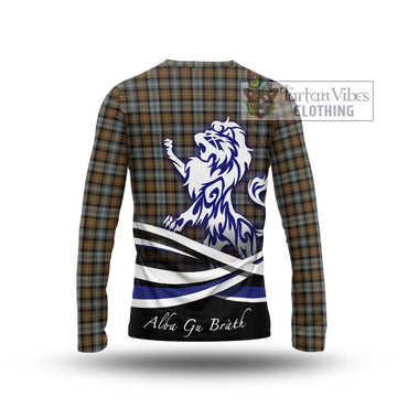 Gordon Weathered Tartan Long Sleeve T-Shirt with Alba Gu Brath Regal Lion Emblem