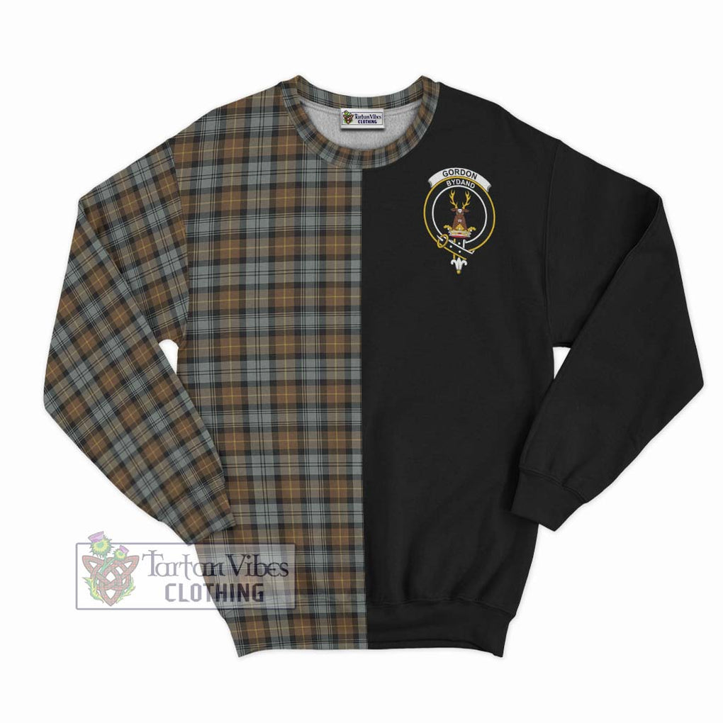 Gordon Weathered Tartan Sweatshirt with Family Crest and Half Of Me Style - Tartanvibesclothing Shop