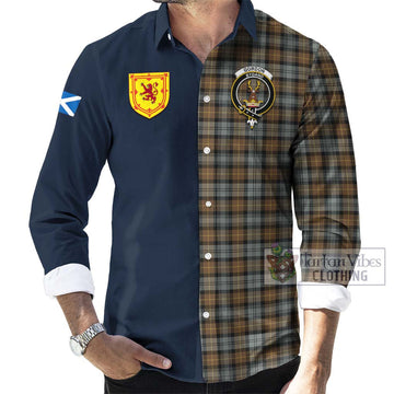 Gordon Weathered Tartan Long Sleeve Button Shirt Alba with Scottish Lion Royal Arm Half Style