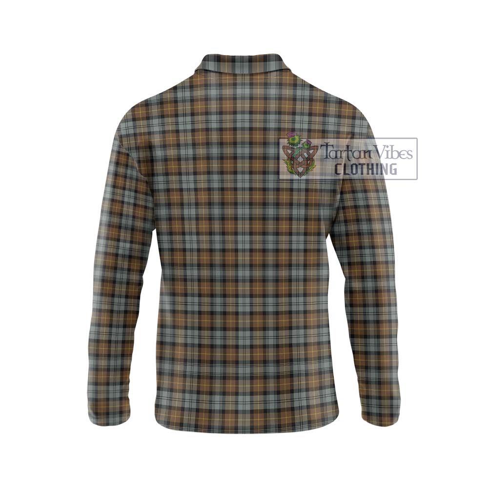 Gordon Weathered Tartan Long Sleeve Polo Shirt with Family Crest DNA In Me Style - Tartanvibesclothing Shop