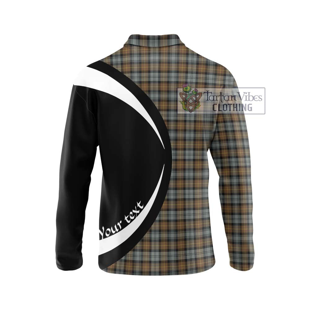 Gordon Weathered Tartan Long Sleeve Polo Shirt with Family Crest Circle Style - Tartan Vibes Clothing