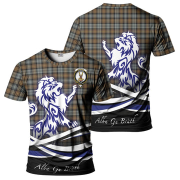 Gordon Weathered Tartan T-Shirt with Alba Gu Brath Regal Lion Emblem