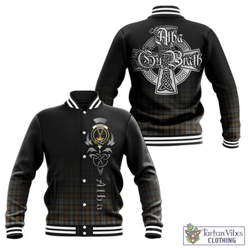 Gordon Weathered Tartan Baseball Jacket Featuring Alba Gu Brath Family Crest Celtic Inspired