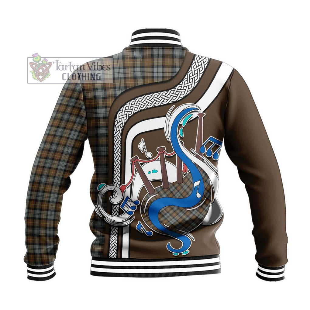 Tartan Vibes Clothing Gordon Weathered Tartan Baseball Jacket with Epic Bagpipe Style