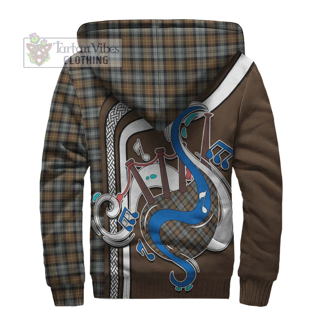 Gordon Weathered Tartan Sherpa Hoodie with Epic Bagpipe Style - Tartanvibesclothing Shop