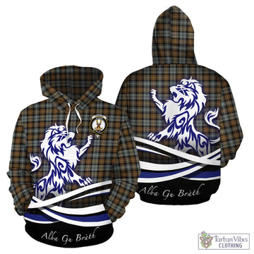 Gordon Weathered Tartan Hoodie with Alba Gu Brath Regal Lion Emblem