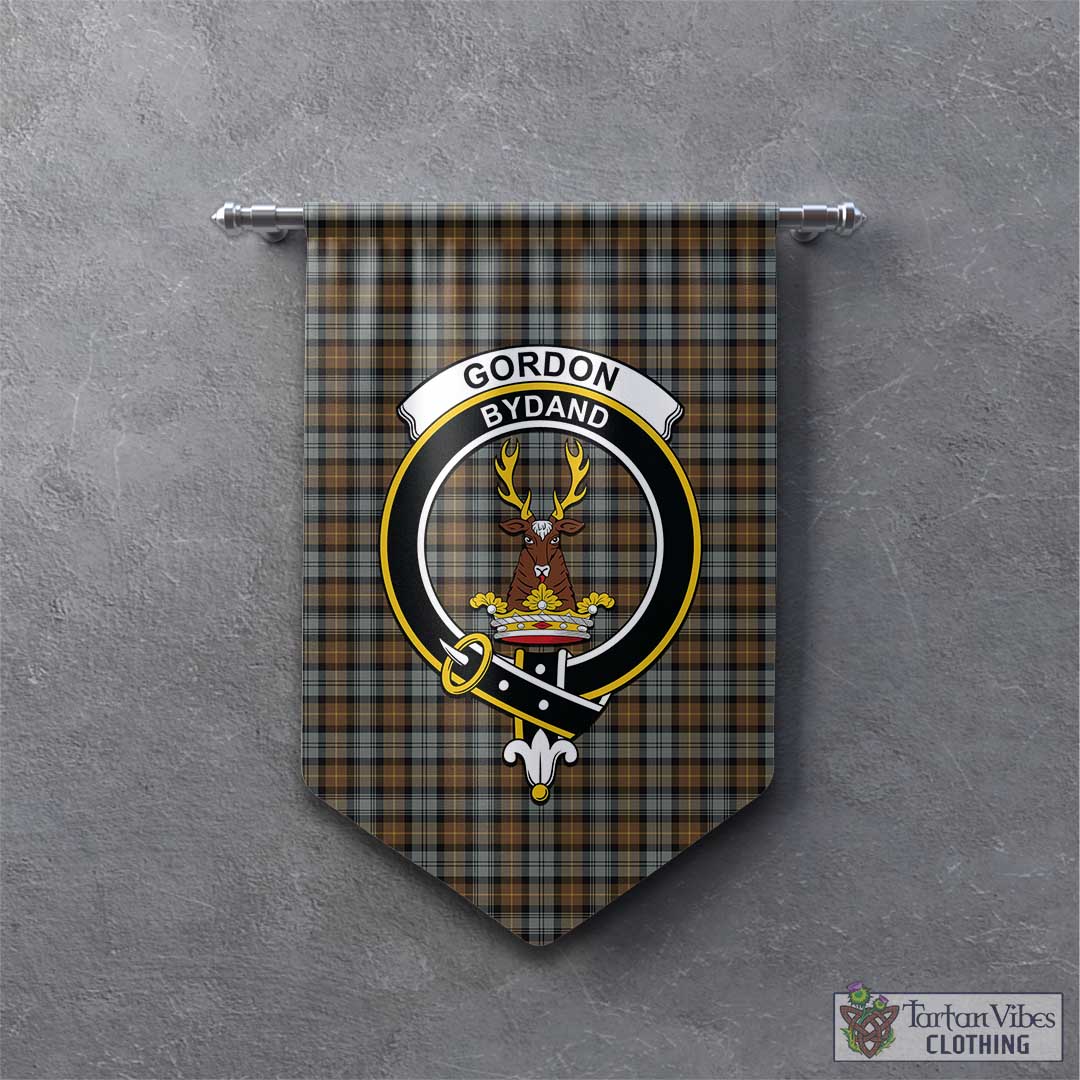 Tartan Vibes Clothing Gordon Weathered Tartan Gonfalon, Tartan Banner with Family Crest