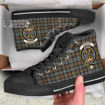 Gordon Weathered Tartan High Top Shoes with Family Crest