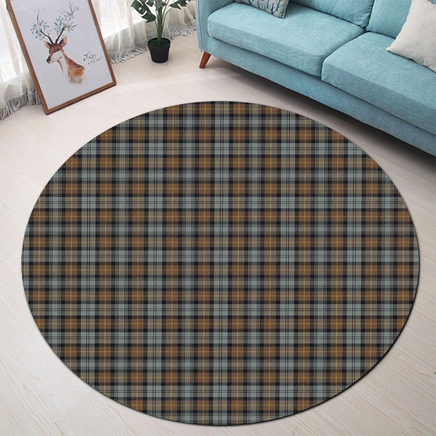 gordon-weathered-tartan-round-rug