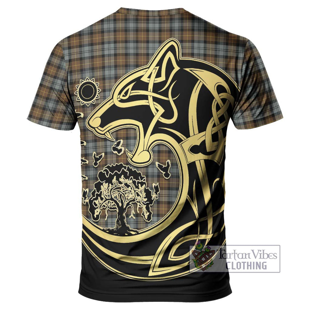 Gordon Weathered Tartan T-Shirt with Family Crest Celtic Wolf Style - Tartan Vibes Clothing