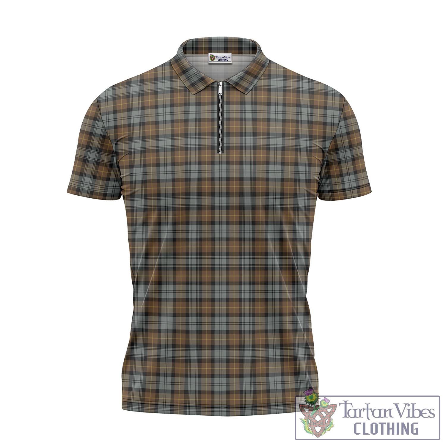 Tartan Vibes Clothing Gordon Weathered Tartan Zipper Polo Shirt