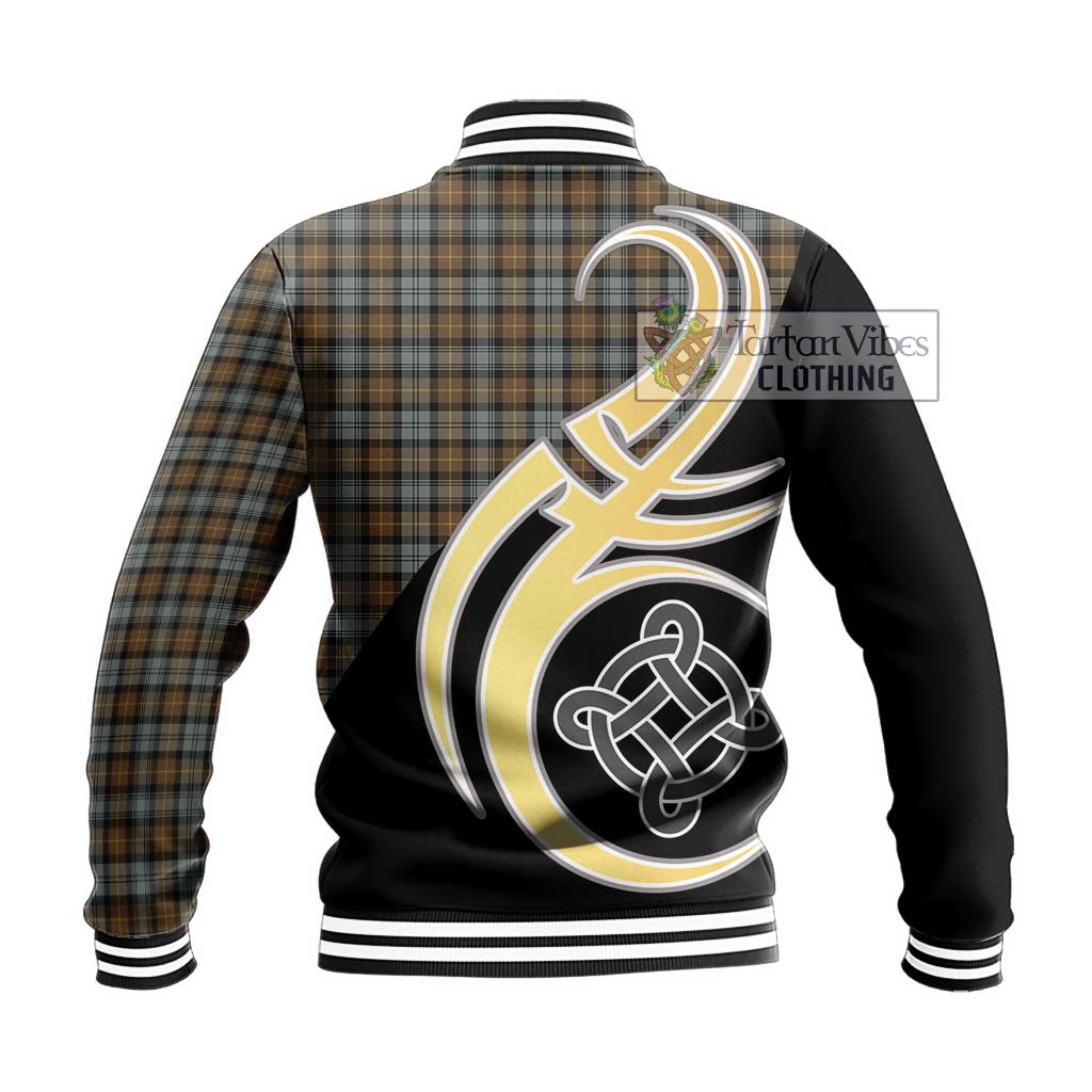 Gordon Weathered Tartan Baseball Jacket with Family Crest and Celtic Symbol Style - Tartan Vibes Clothing