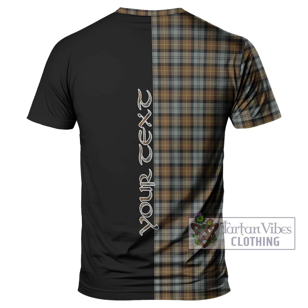 Gordon Weathered Tartan T-Shirt with Family Crest and Half Of Me Style - Tartanvibesclothing Shop