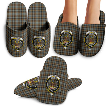 Gordon Weathered Tartan Home Slippers with Family Crest