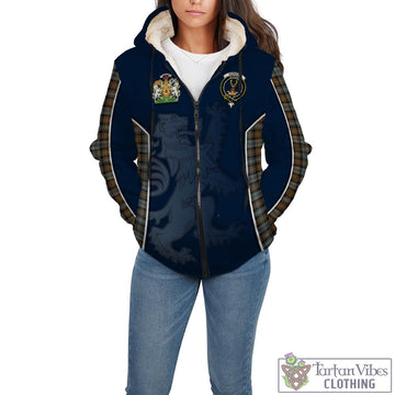 Gordon Weathered Tartan Sherpa Hoodie with Family Crest and Lion Rampant Vibes Sport Style