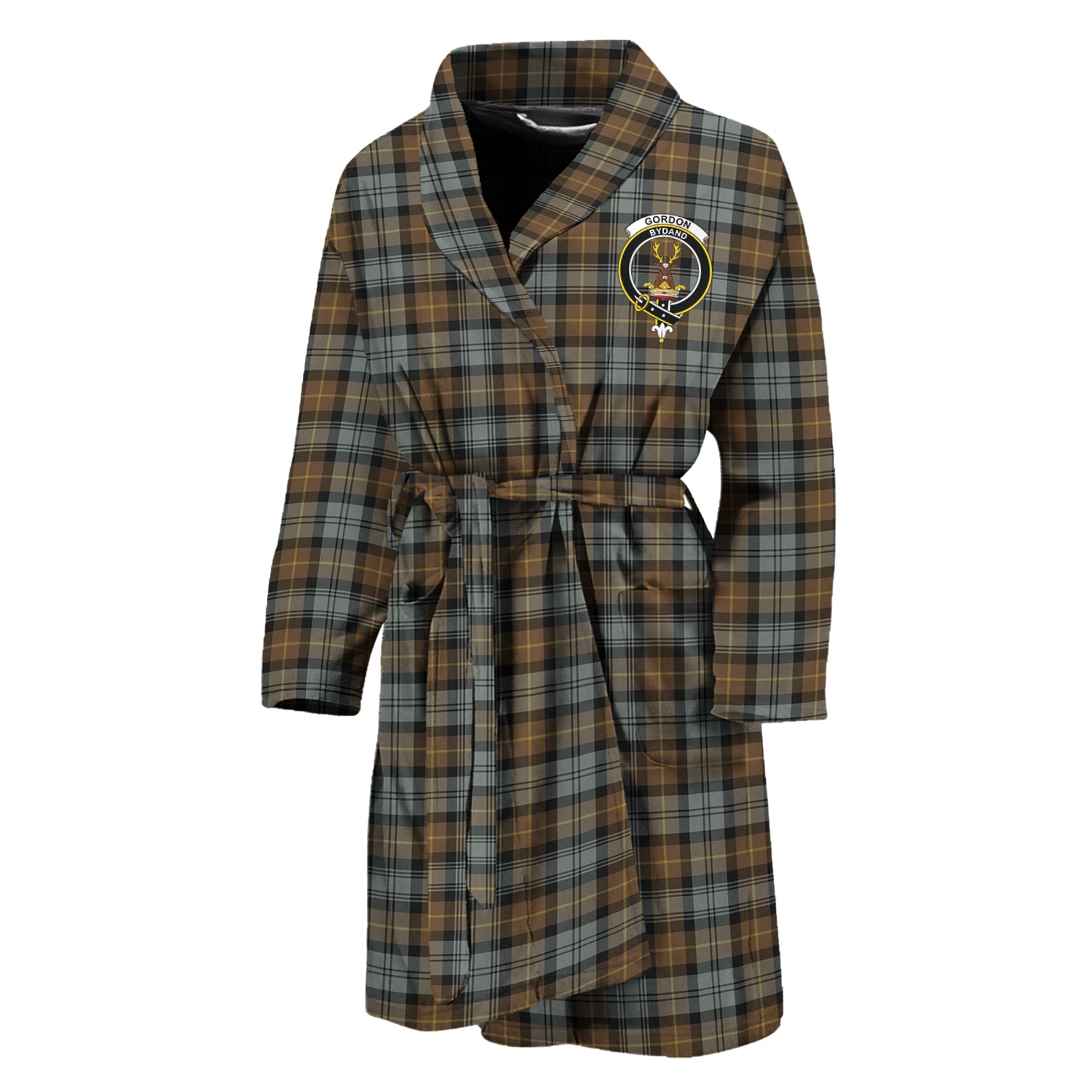 Gordon Weathered Tartan Bathrobe with Family Crest Unisex M - Tartan Vibes Clothing