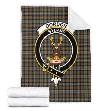 Gordon Weathered Tartan Blanket with Family Crest