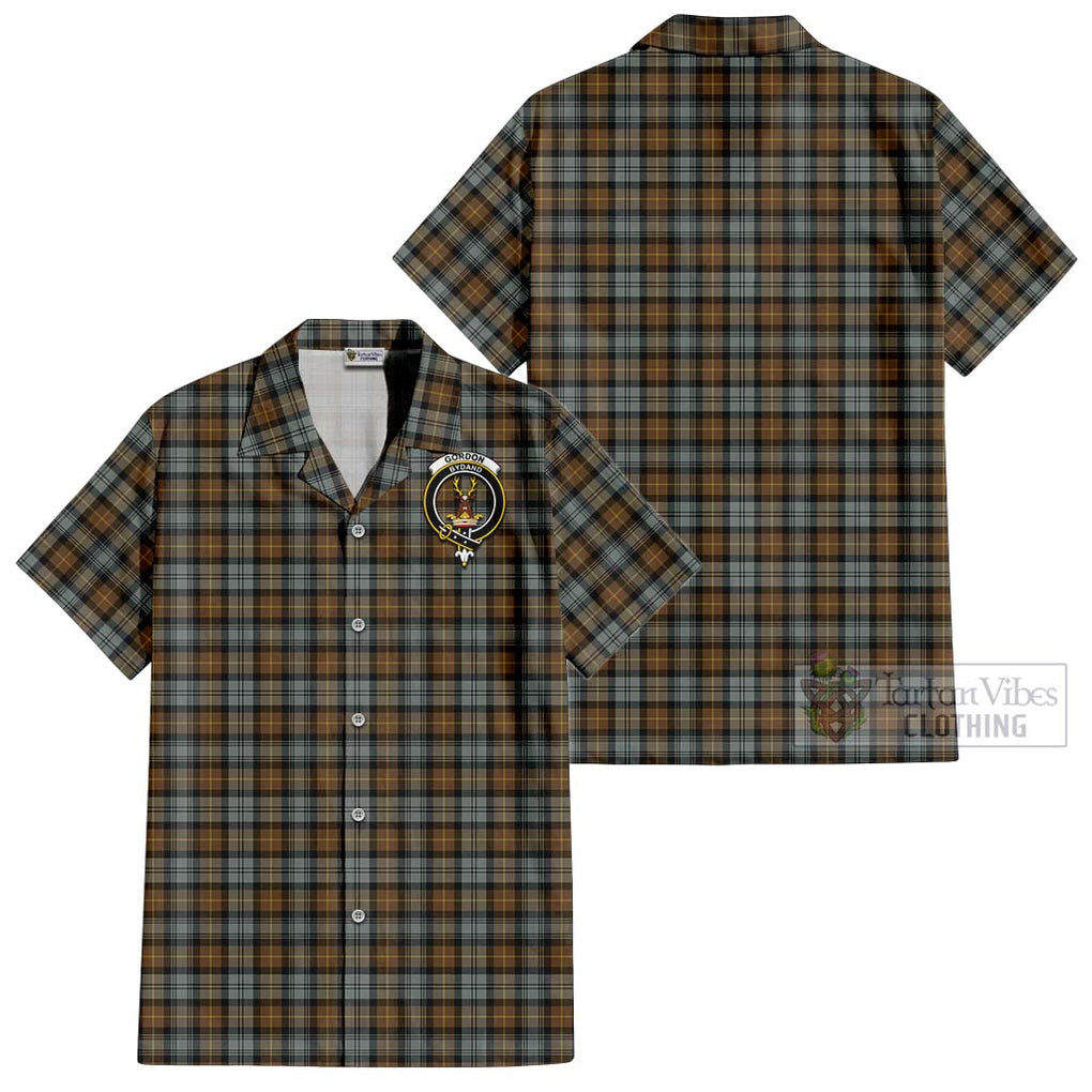 Gordon Weathered Tartan Cotton Hawaiian Shirt with Family Crest Kid - Tartan Vibes Clothing